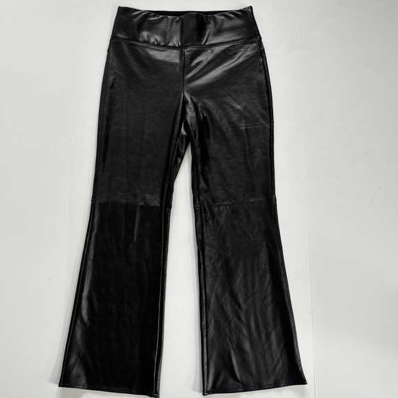 Vince Camuto Faux Leather Pants Sz‎ S Black Flare Moto Biker Baddie - Picture 1 of 7